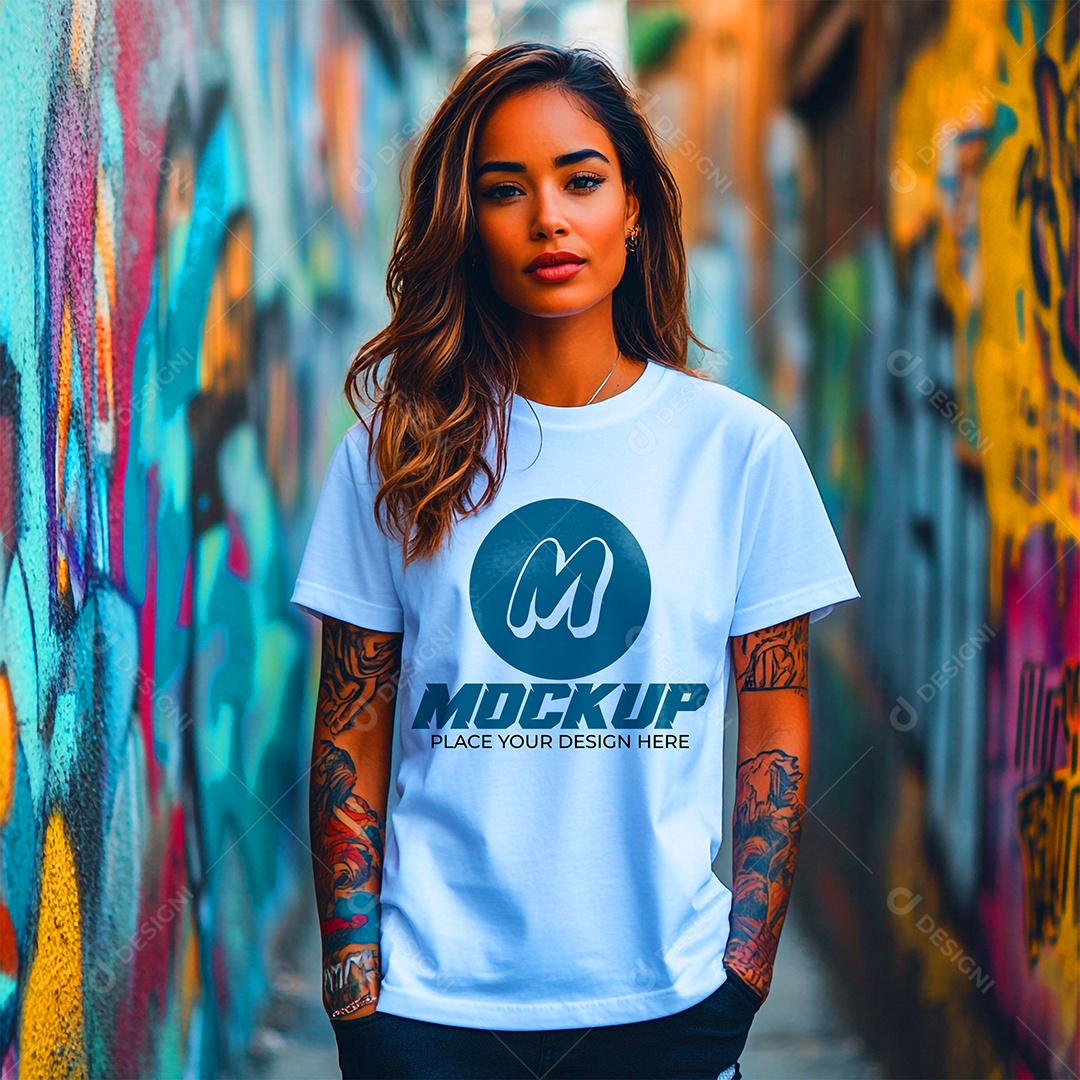 Mockup de Camisa Gola O PSD Editável