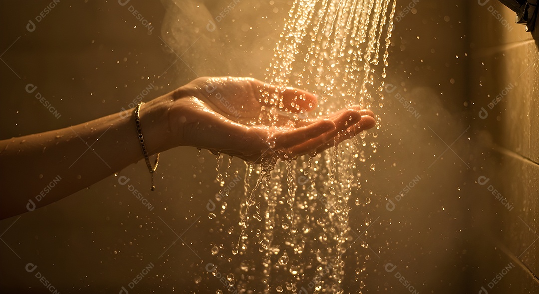 Retrato realista mão manuseando o que parece ser uma torneira