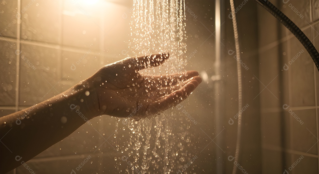 Retrato realista mão manuseando o que parece ser uma torneira