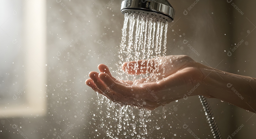 Retrato realista mão manuseando o que parece ser uma torneira