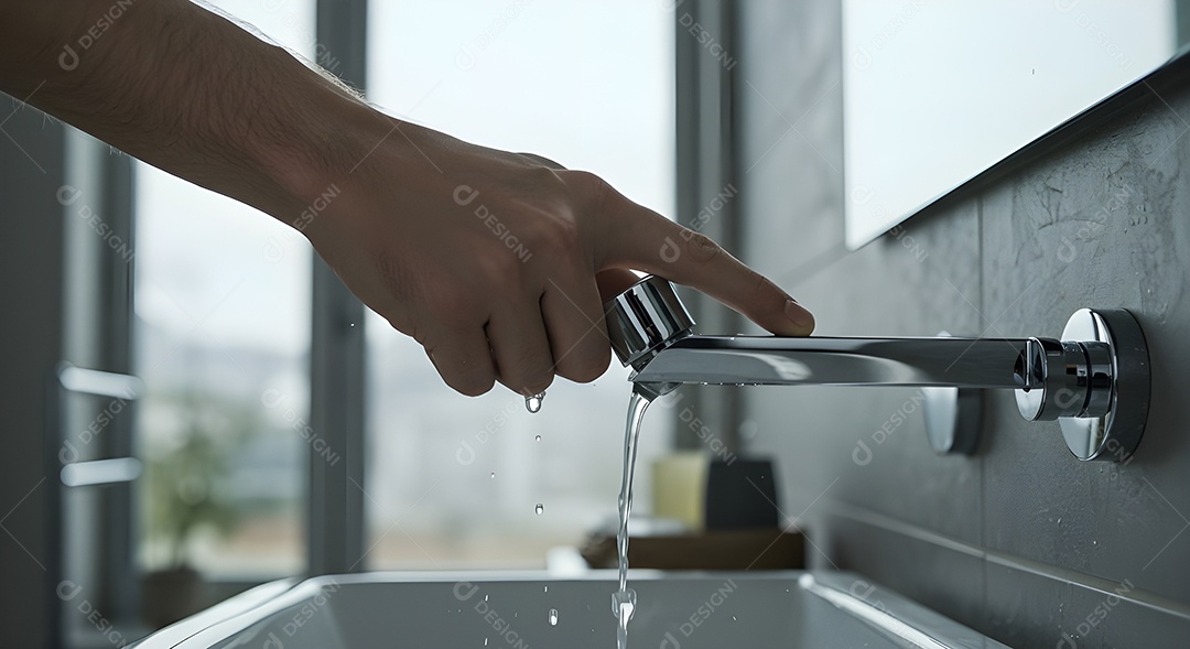 Pessoa ajustando temperatura do chuveiro