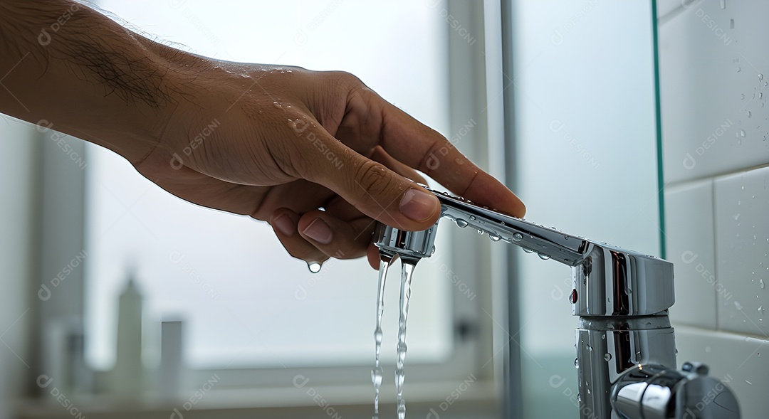 Pessoa ajustando temperatura do chuveiro