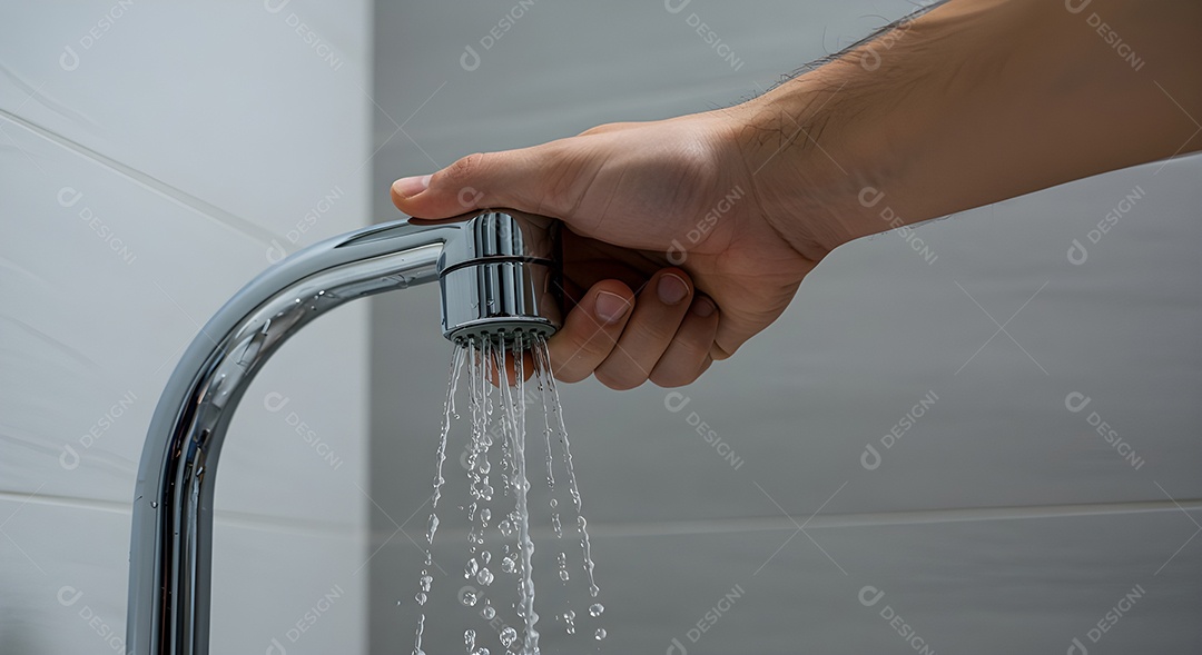 Pessoa ajustando temperatura do chuveiro