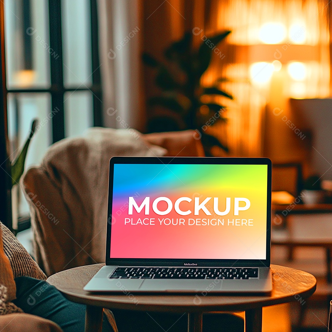 Notebook Mockup Comunicação Tecnologia Internet Frente PSD Editável