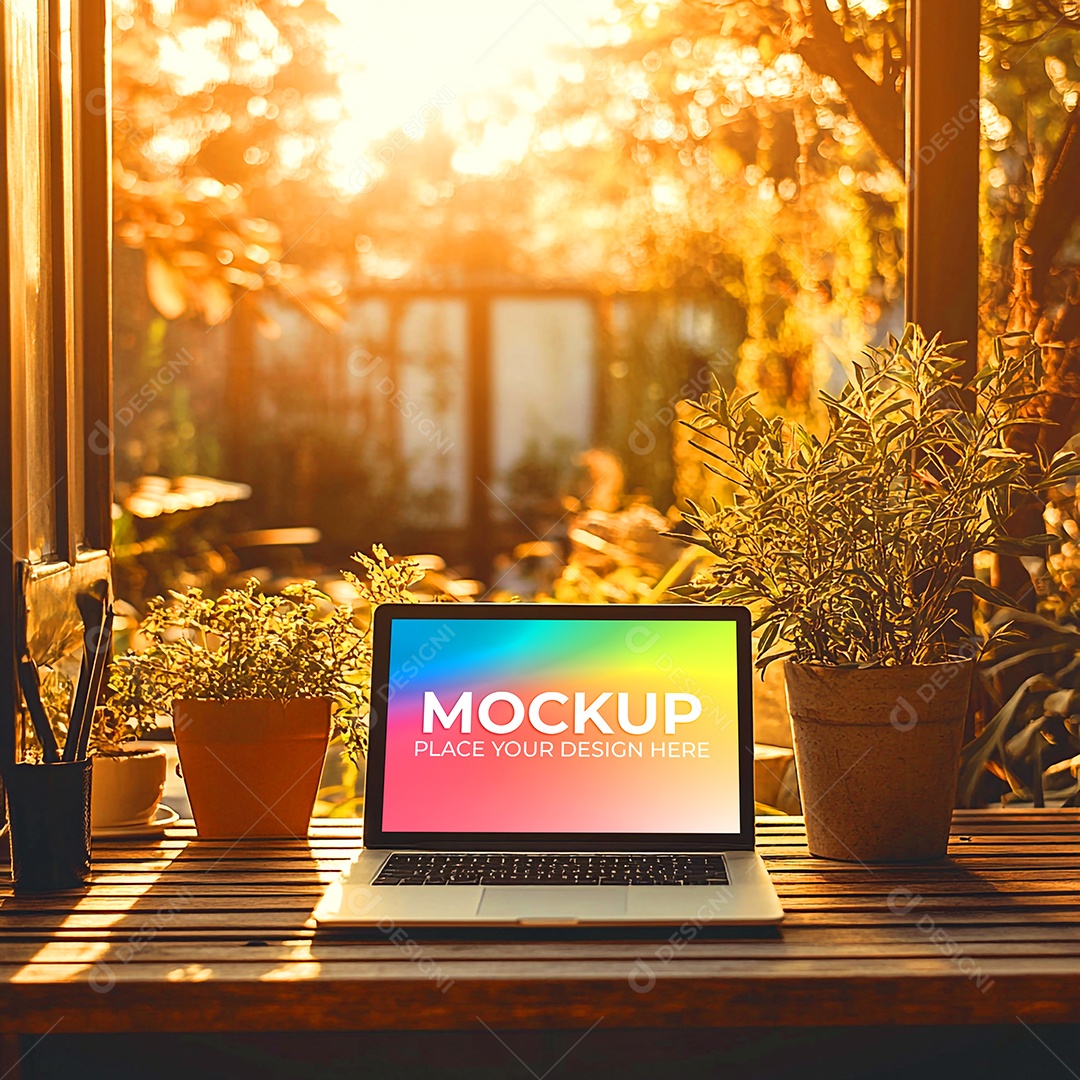 Notebook Mockup Comunicação Tecnologia Internet Frente PSD Editável