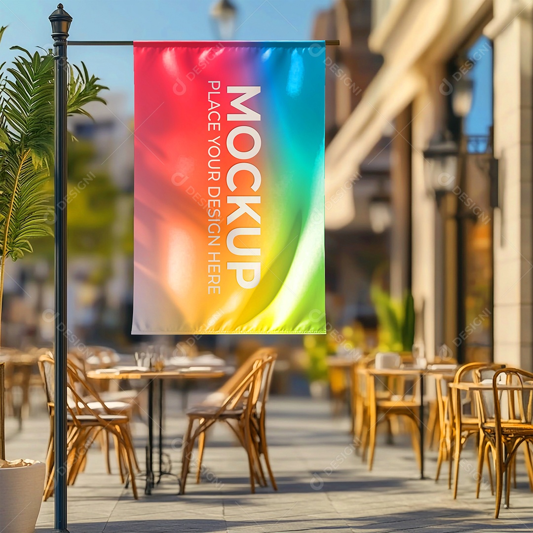 Mockup de Bandeira PSD Editável