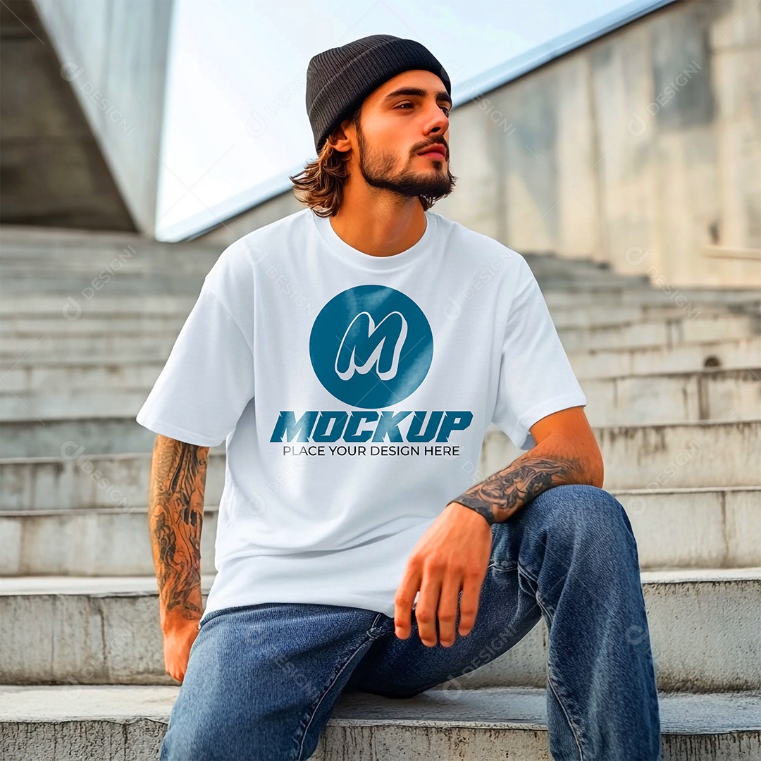 Mockup de Camisa Gola O PSD Editável