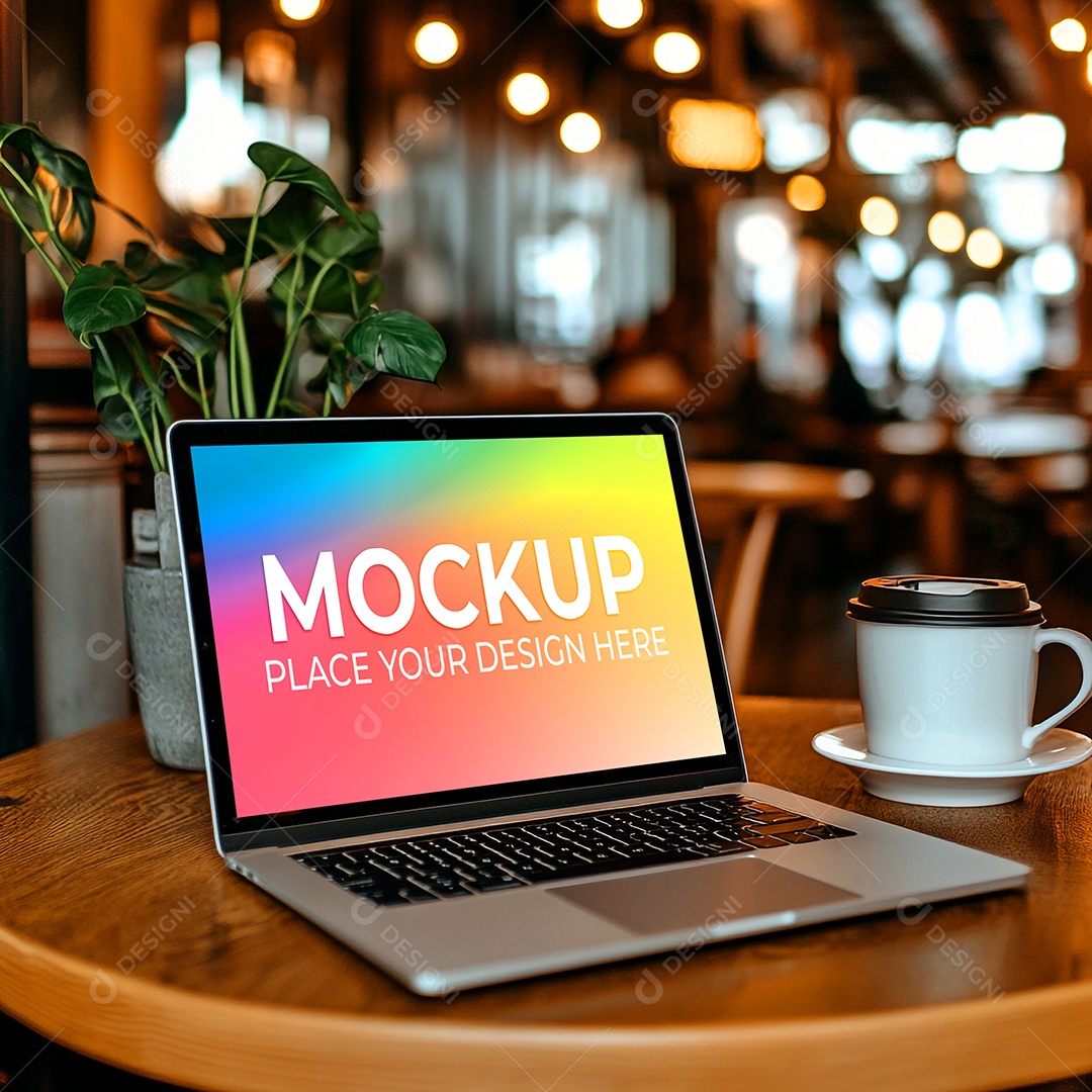 Notebook Mockup Comunicação Tecnologia Internet Frente PSD Editável