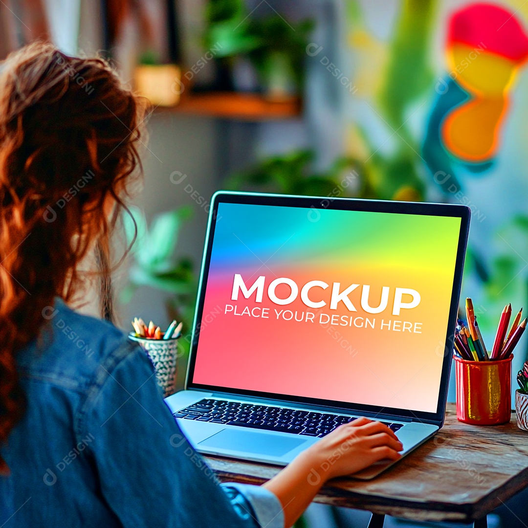 Notebook Mockup Comunicação Tecnologia Internet Frente PSD Editável