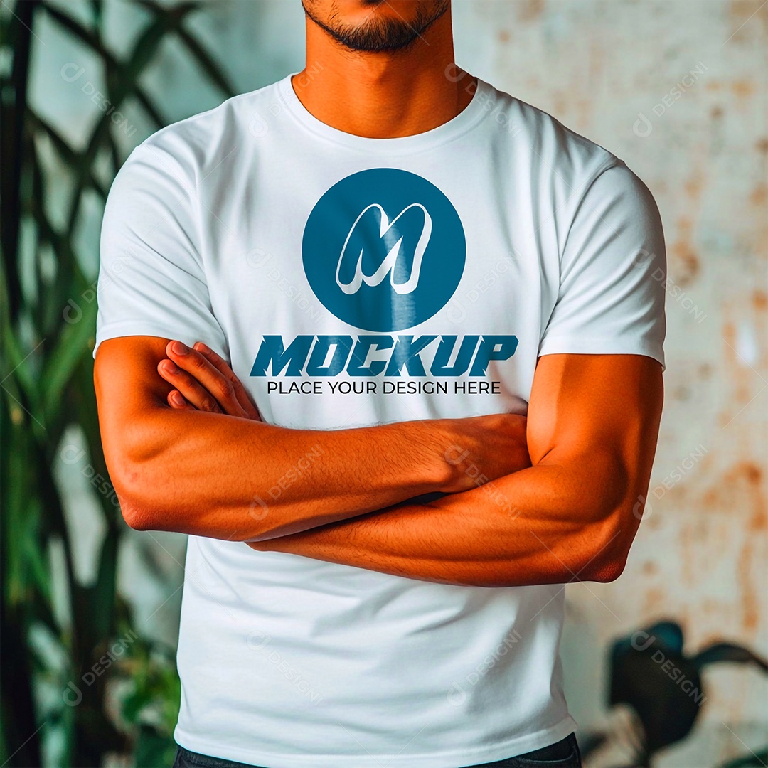 Mockup de Camisa Gola O PSD Editável