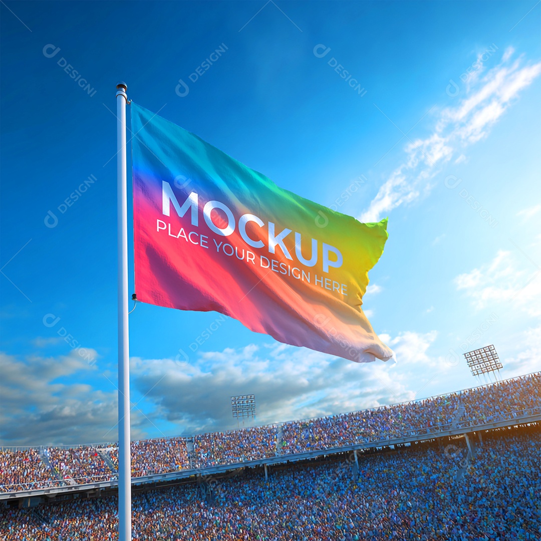 Mockup de Bandeira PSD Editável