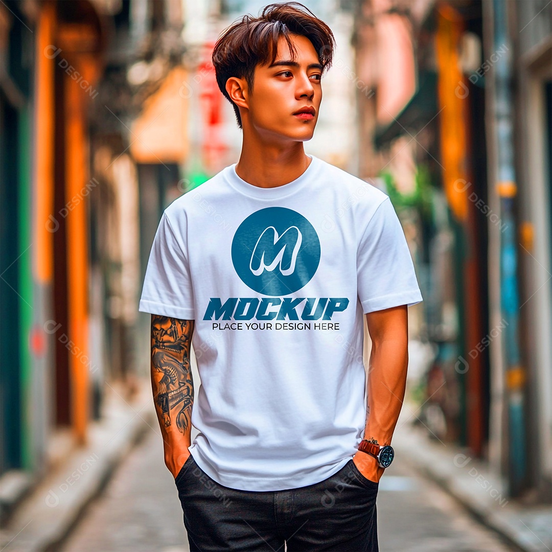 Mockup de Camisa Gola O PSD Editável