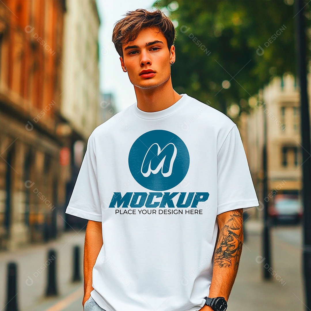 Mockup de Camisa Gola O PSD Editável