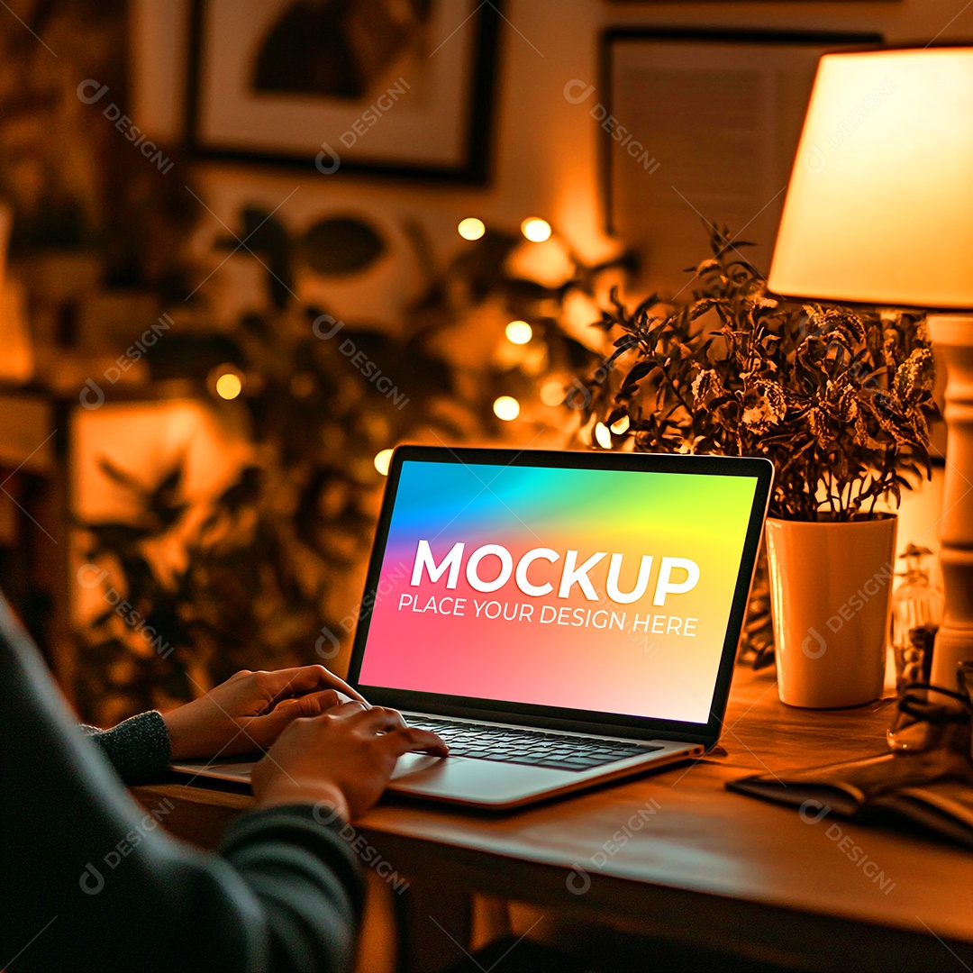 Notebook Mockup Comunicação Tecnologia Internet Frente PSD Editável