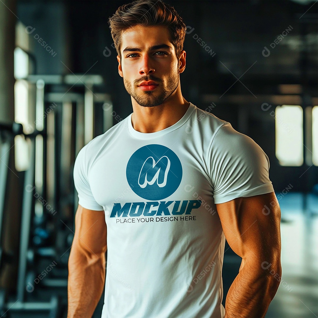 Mockup de Camisa Gola O PSD Editável