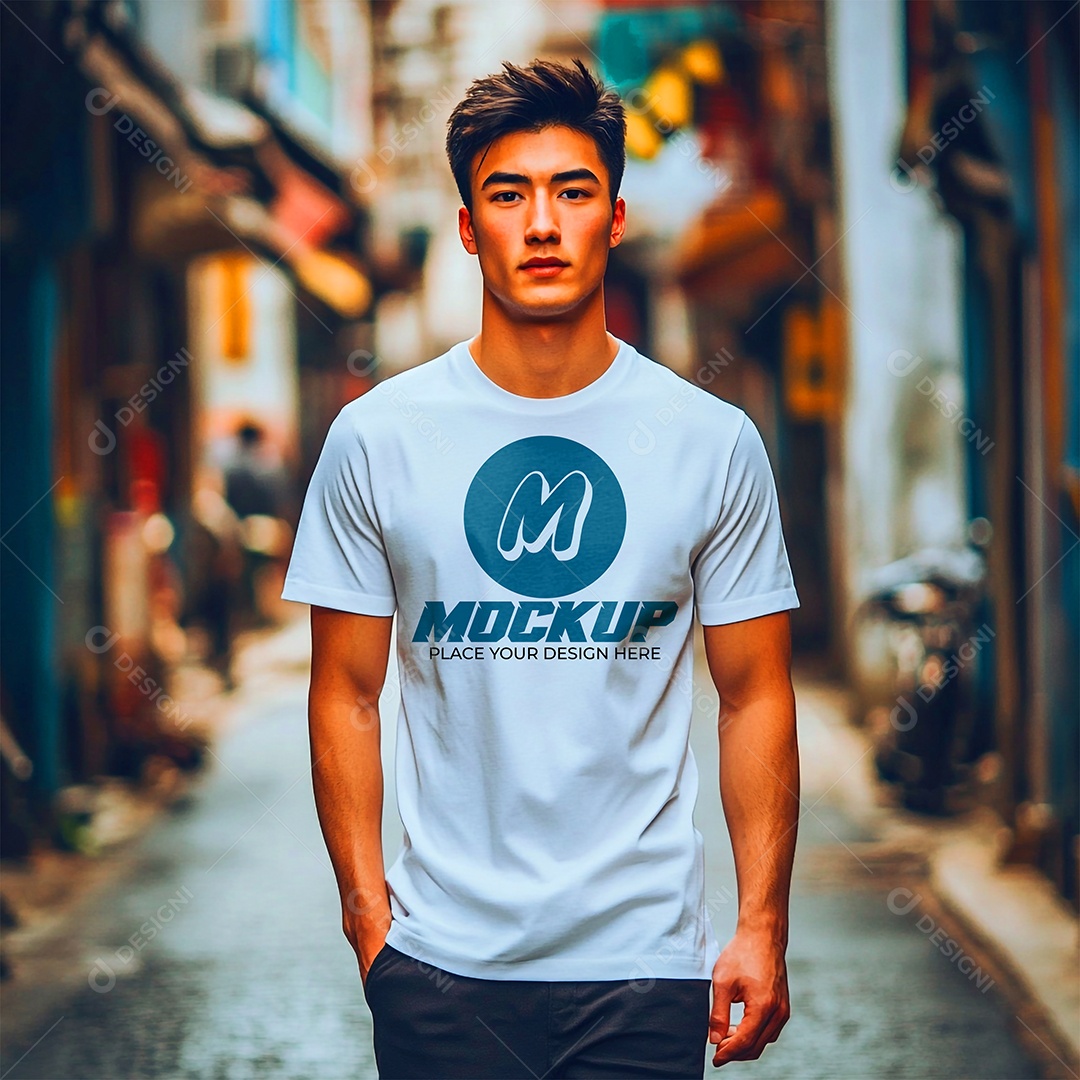 Mockup de Camisa Gola O PSD Editável