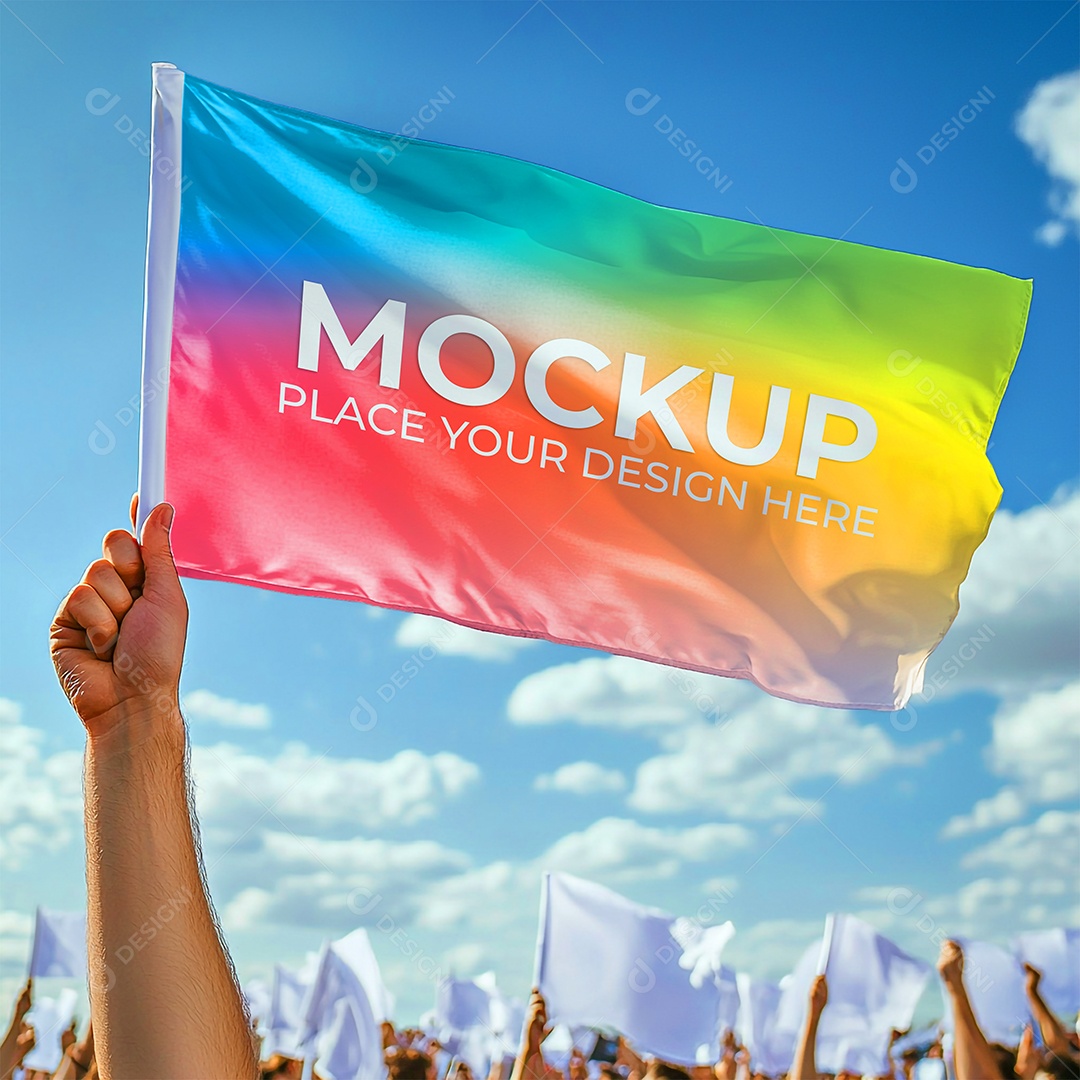 Mockup de Bandeira PSD Editável