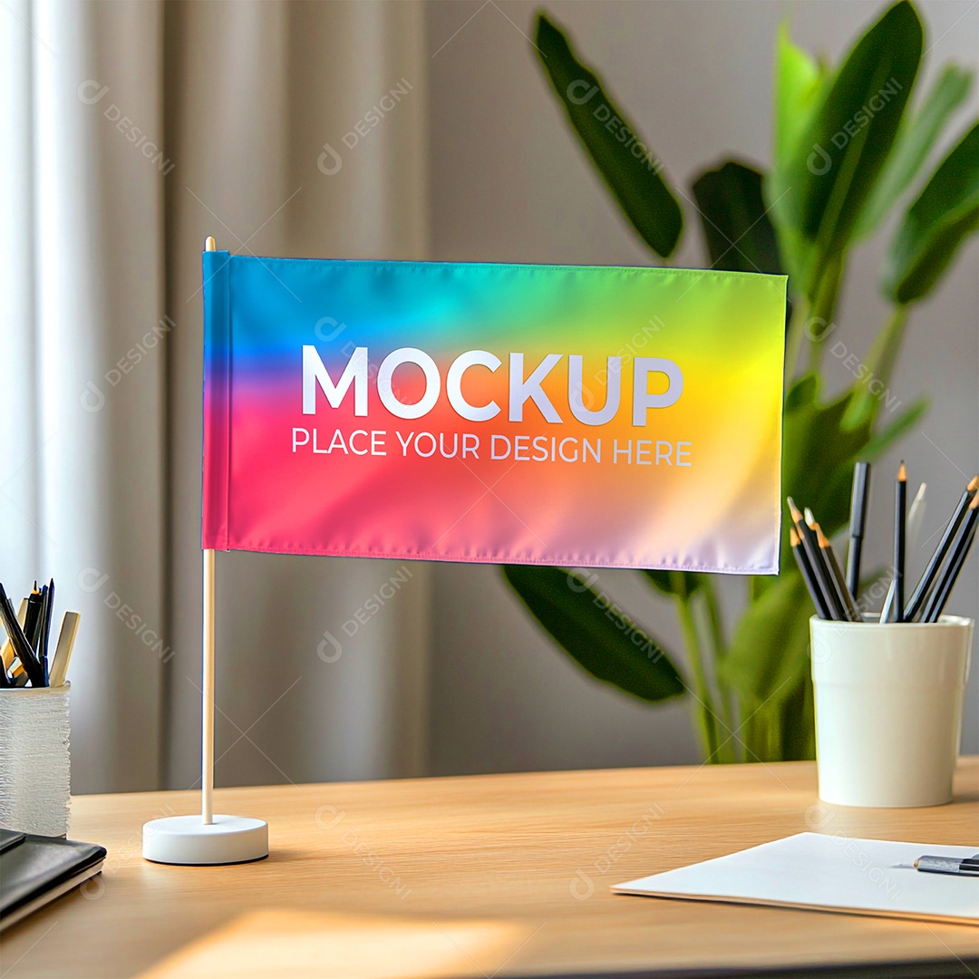 Mockup de Bandeira PSD Editável