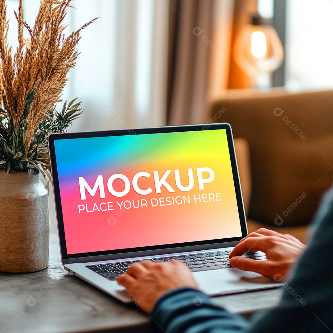 Notebook Mockup Comunicação Tecnologia Internet Frente PSD Editável