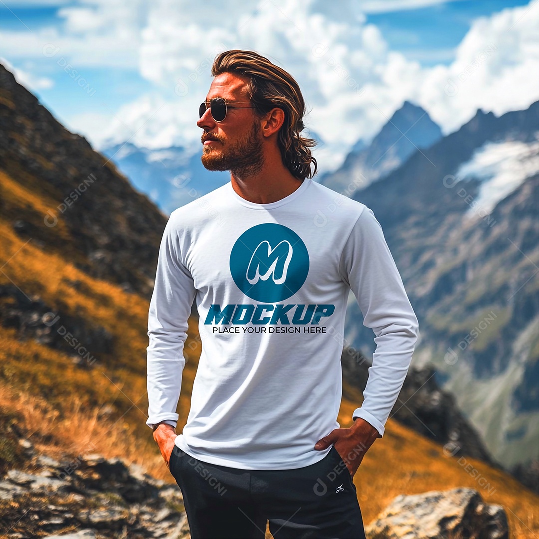 Mockup de Camisa Gola O PSD Editável