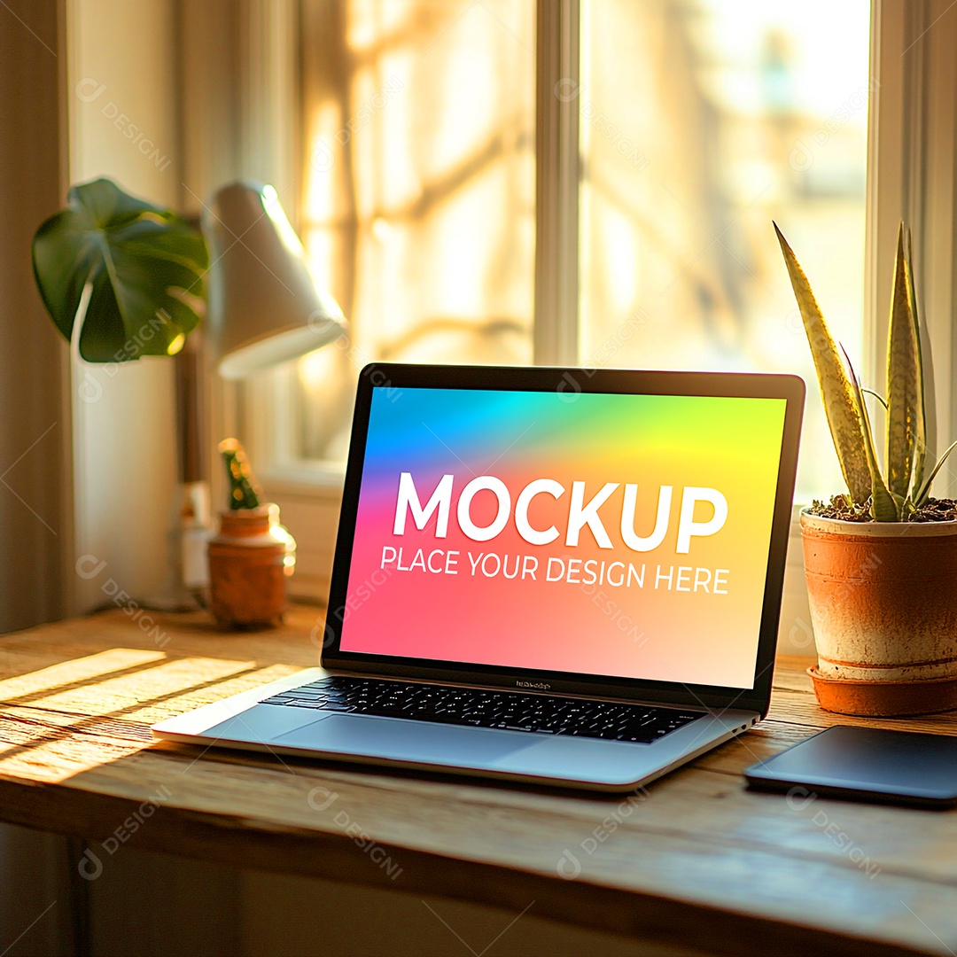 Notebook Mockup Comunicação Tecnologia Internet Frente PSD Editável