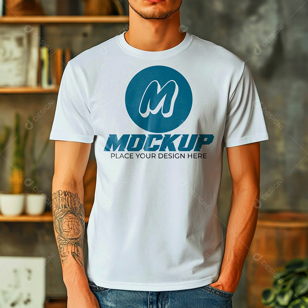 Mockup de Camisa Gola O PSD Editável