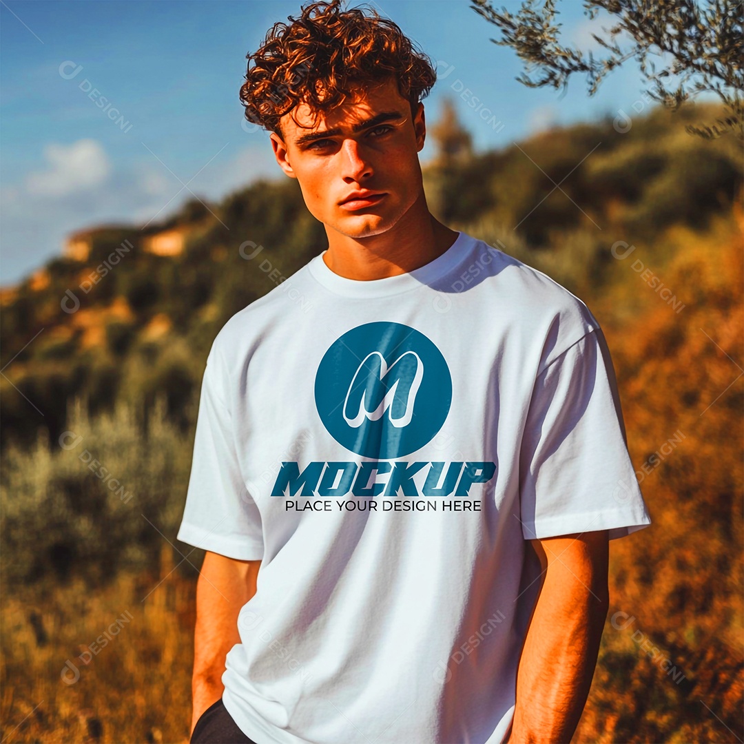 Mockup de Camisa Gola O PSD Editável