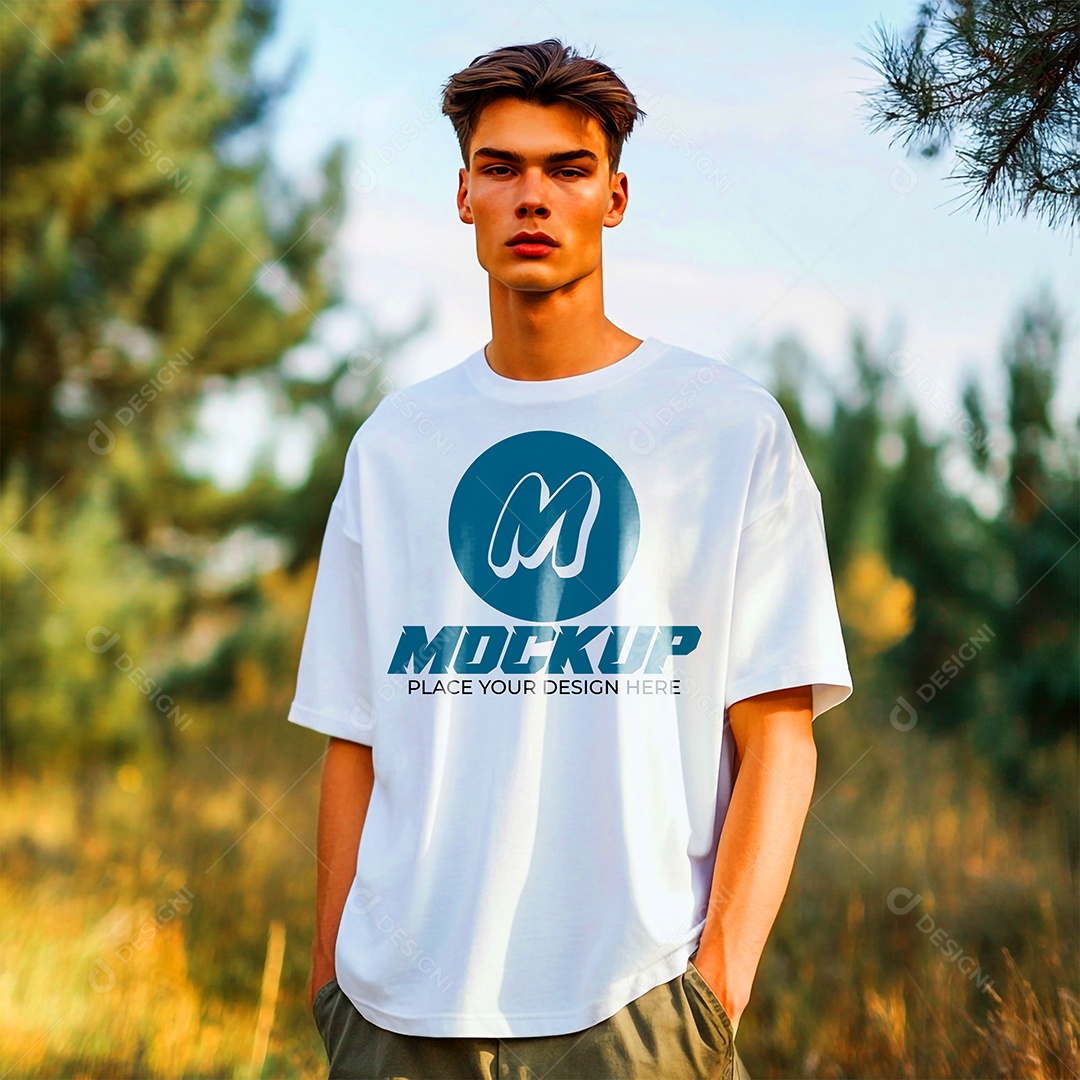 Mockup de Camisa Gola O PSD Editável