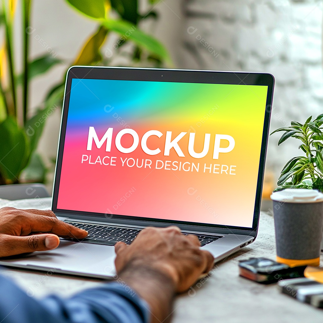 Notebook Mockup Comunicação Tecnologia Internet Frente PSD Editável