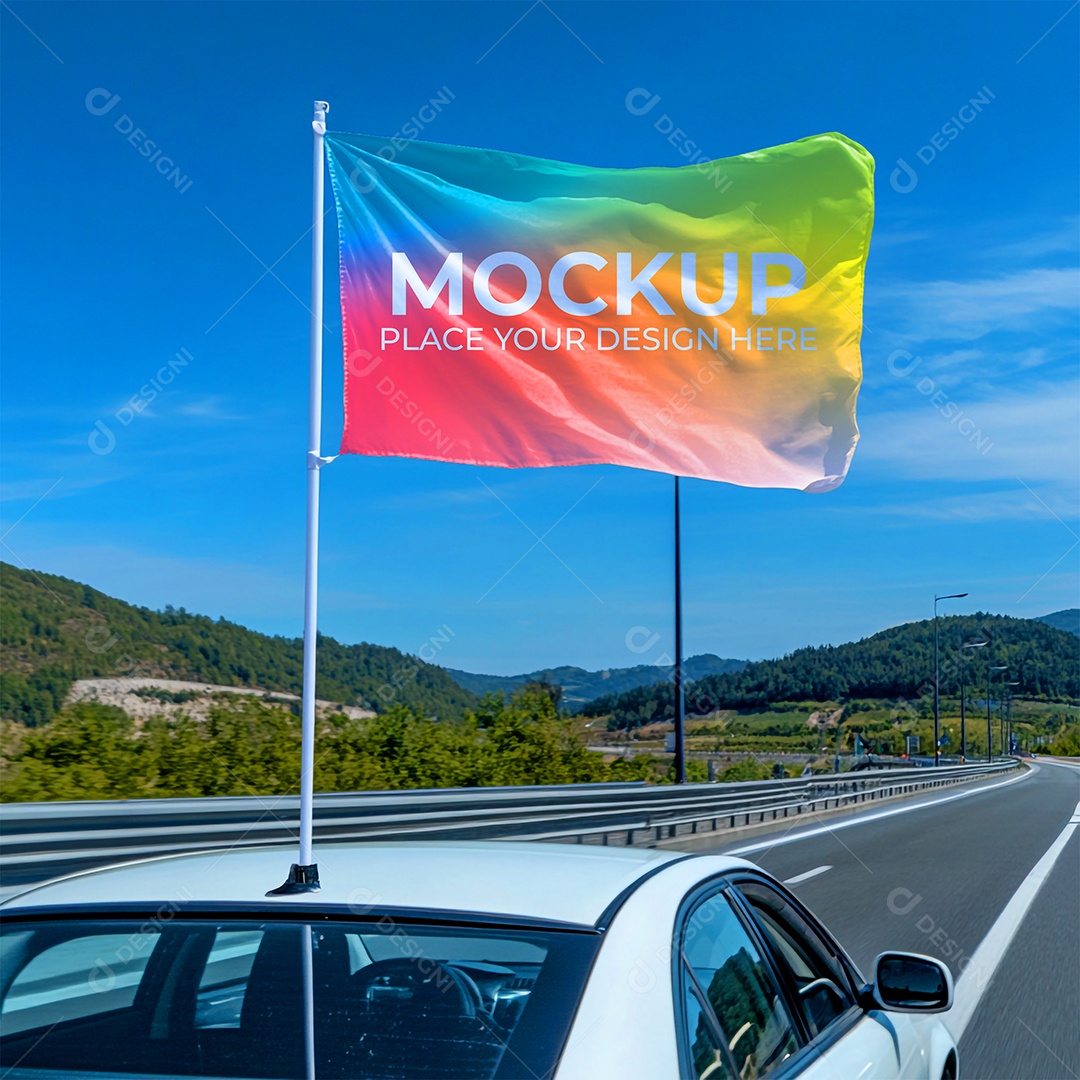 Mockup de Bandeira PSD Editável