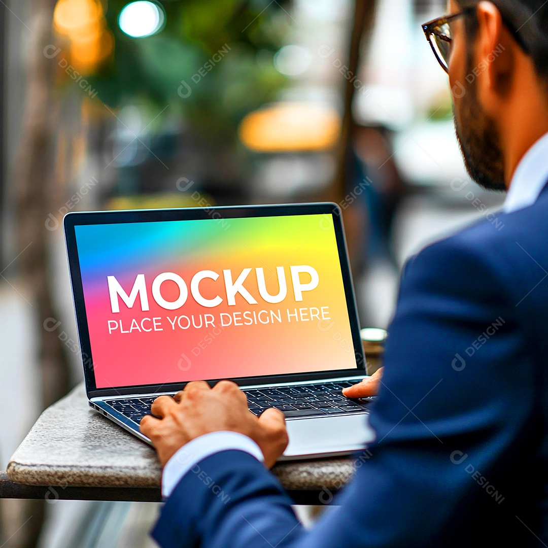 Notebook Mockup Comunicação Tecnologia Internet Frente PSD Editável