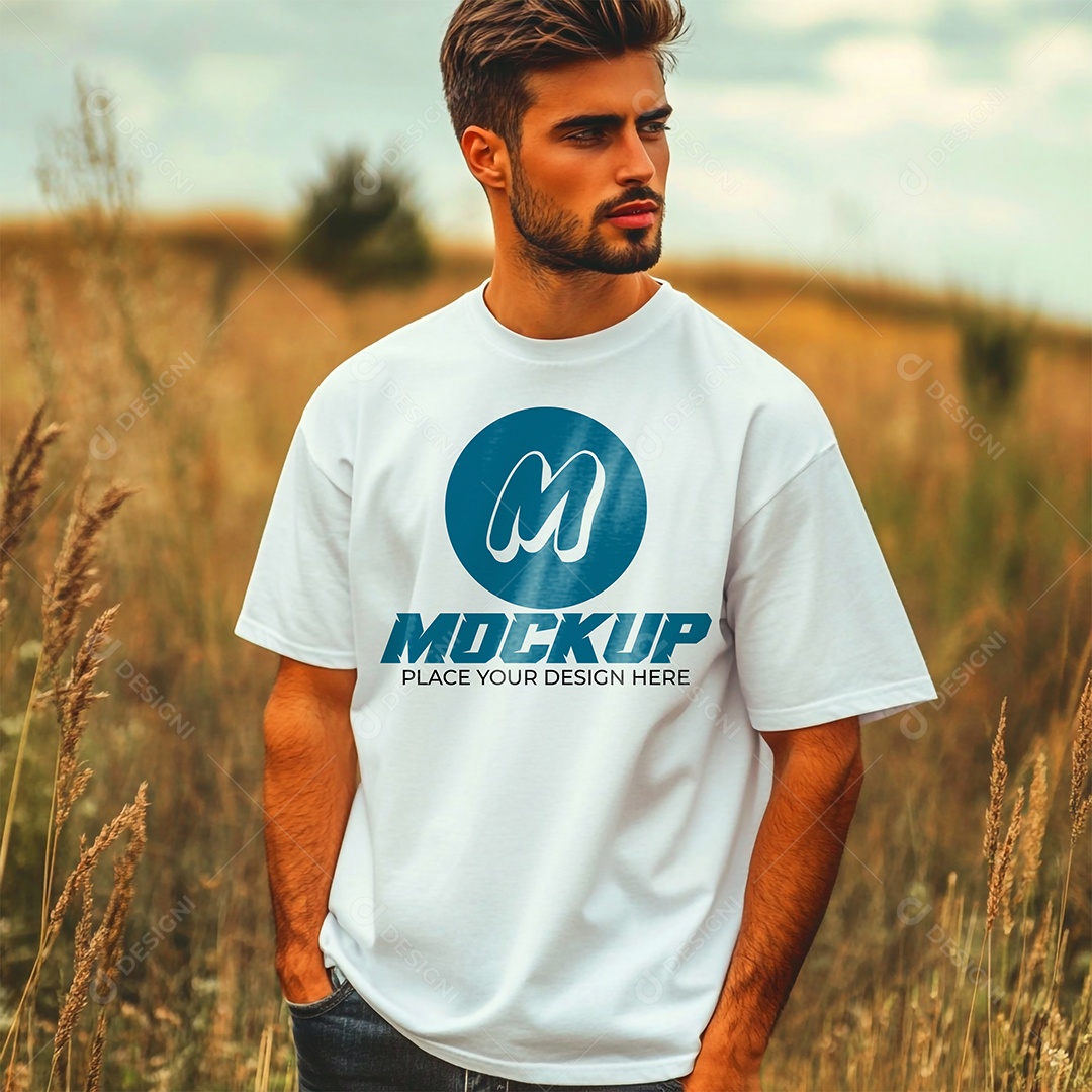Mockup de Camisa Gola O PSD Editável