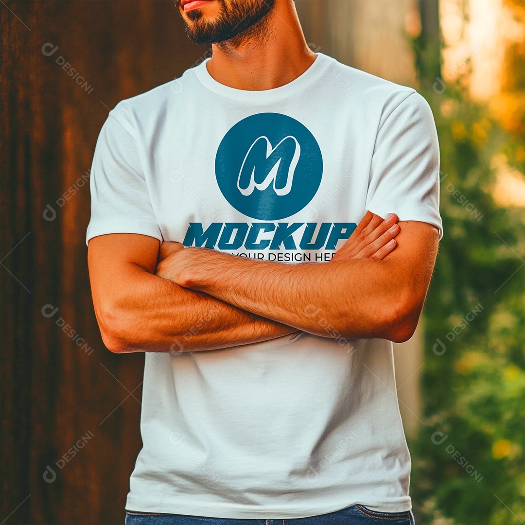 Mockup de Camisa Gola O PSD Editável