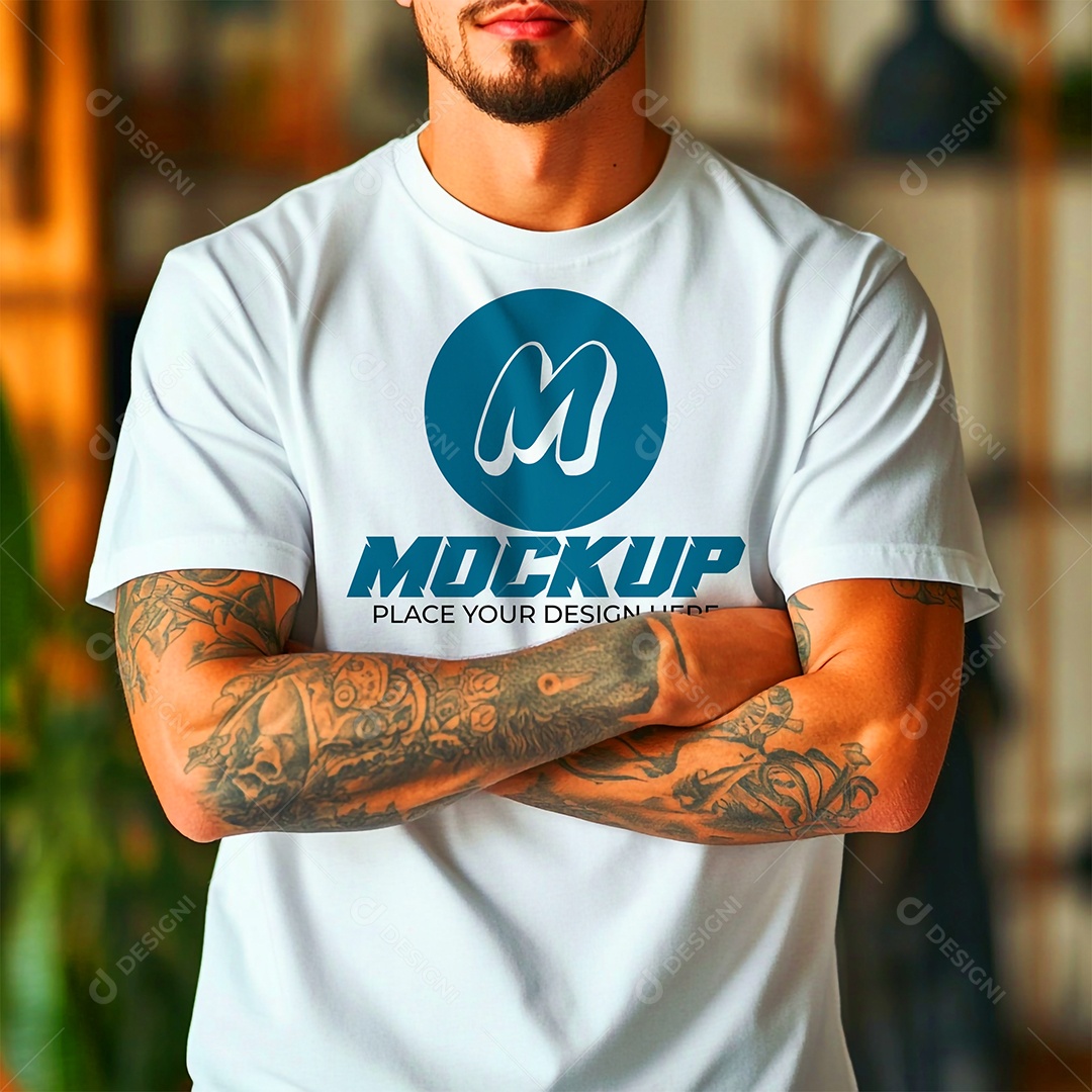 Mockup de Camisa Gola O PSD Editável