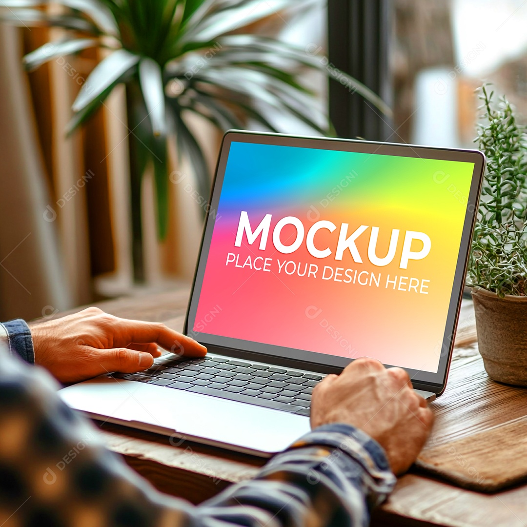 Notebook Mockup Comunicação Tecnologia Internet Frente PSD Editável