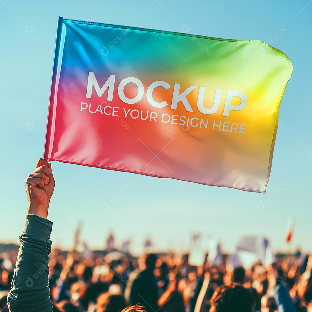 Mockup de Bandeira PSD Editável