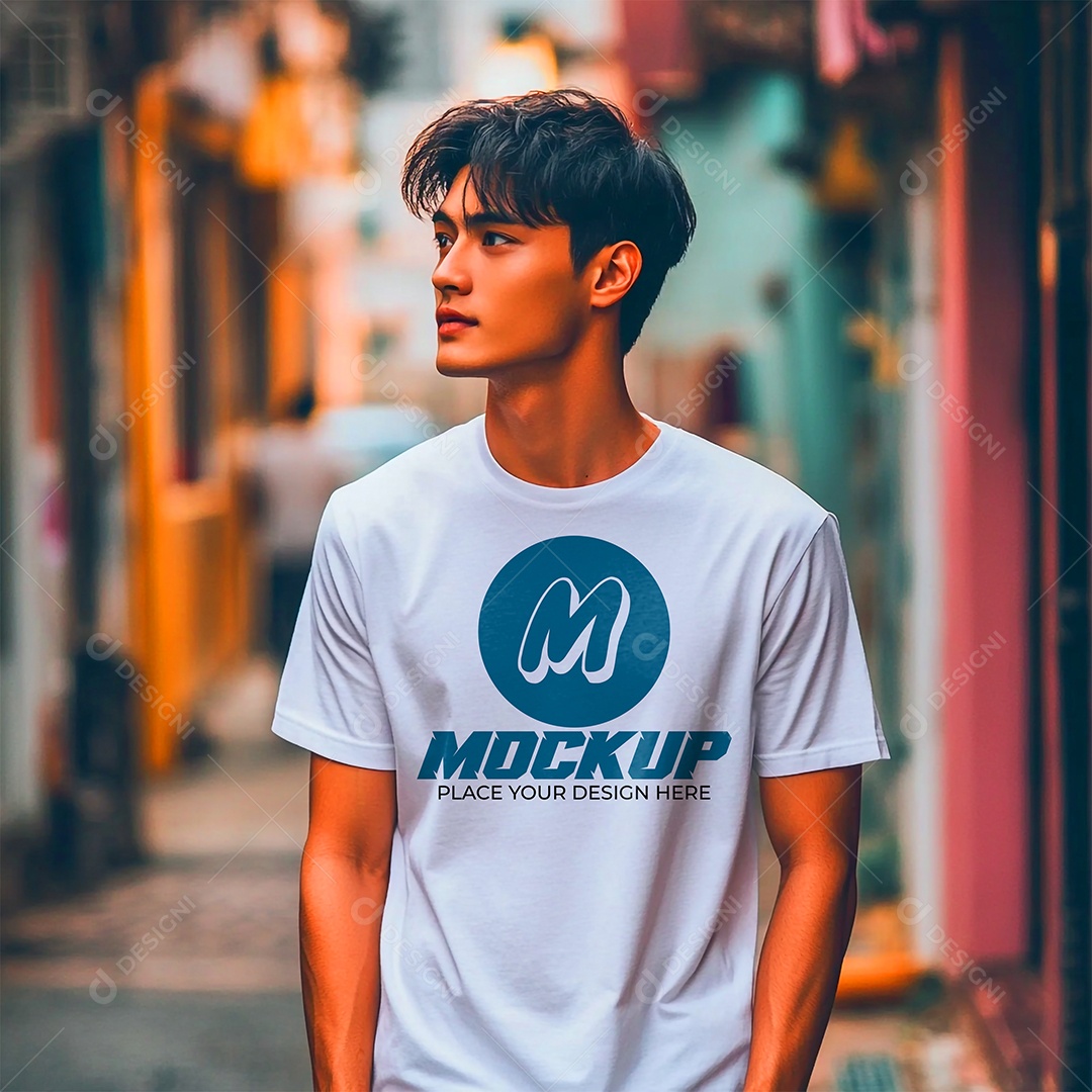 Mockup de Camisa Gola O PSD Editável