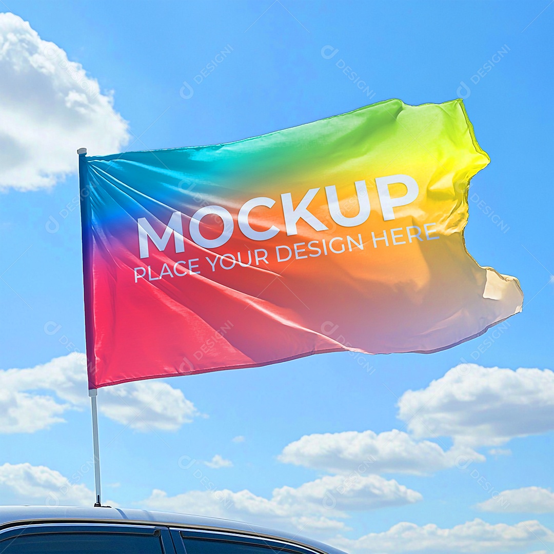 Mockup de Bandeira PSD Editável