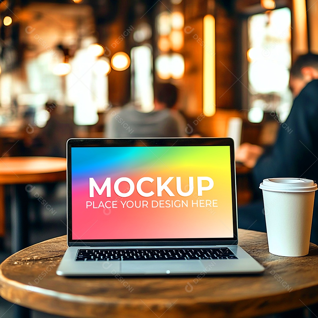 Notebook Mockup Comunicação Tecnologia Internet Frente PSD Editável