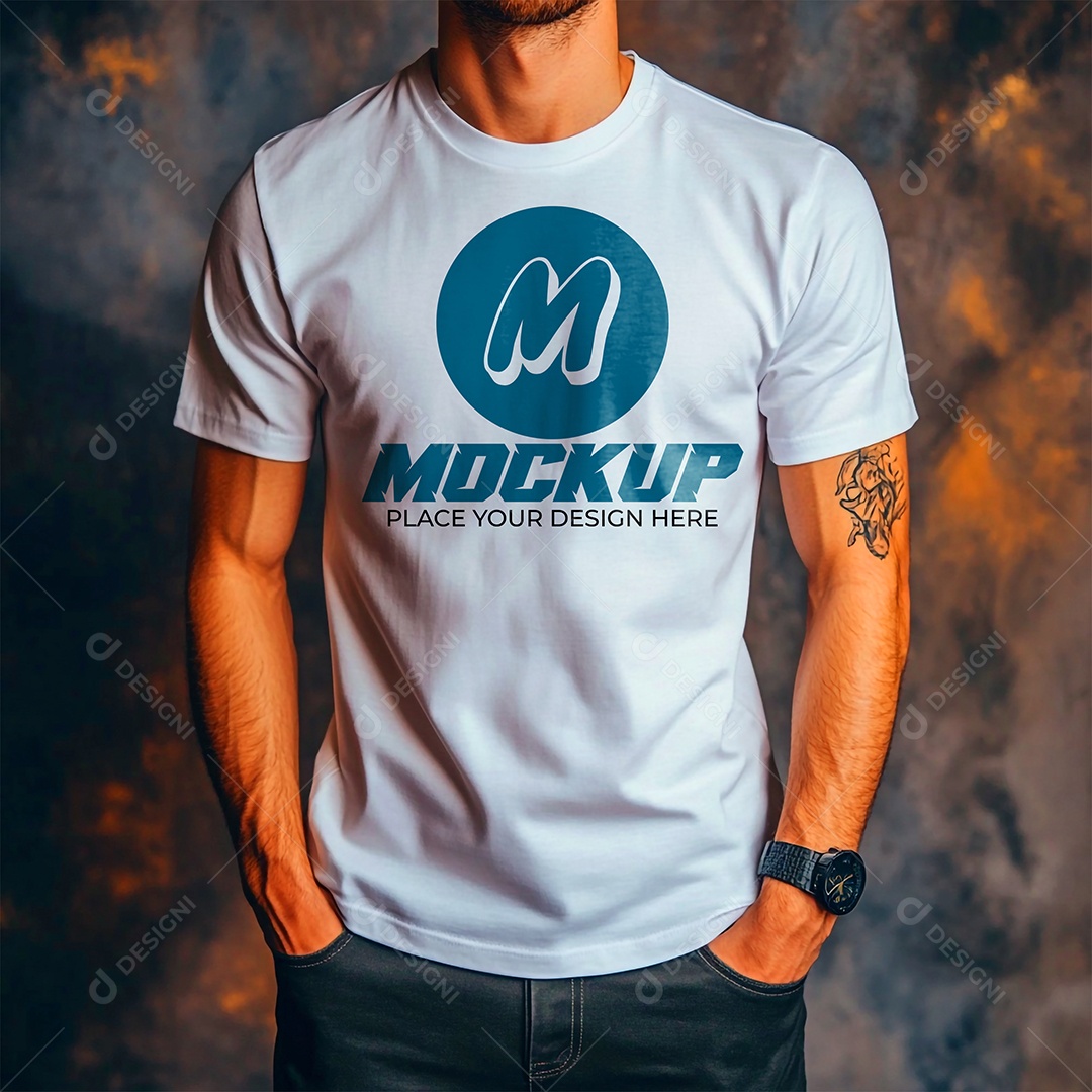 Mockup de Camisa Gola O PSD Editável