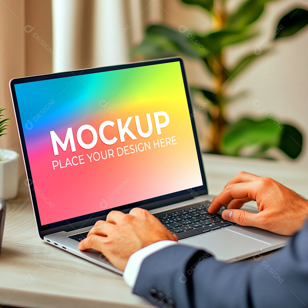 Notebook Mockup Comunicação Tecnologia Internet Frente PSD Editável