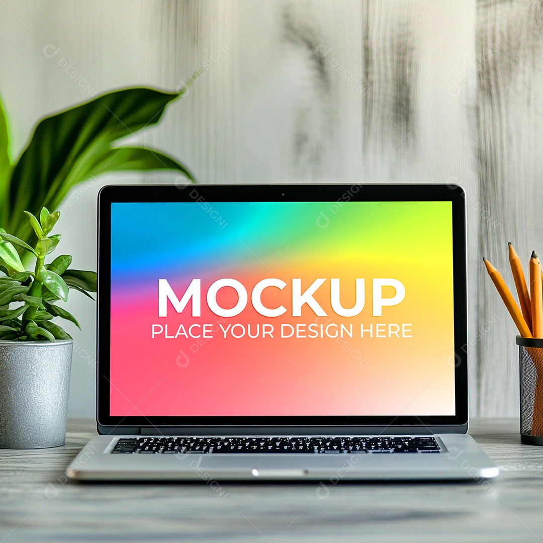 Notebook Mockup Comunicação Tecnologia Internet Frente PSD Editável