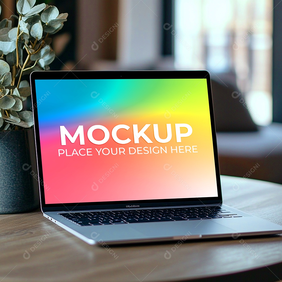 Notebook Mockup Comunicação Tecnologia Internet Frente PSD Editável