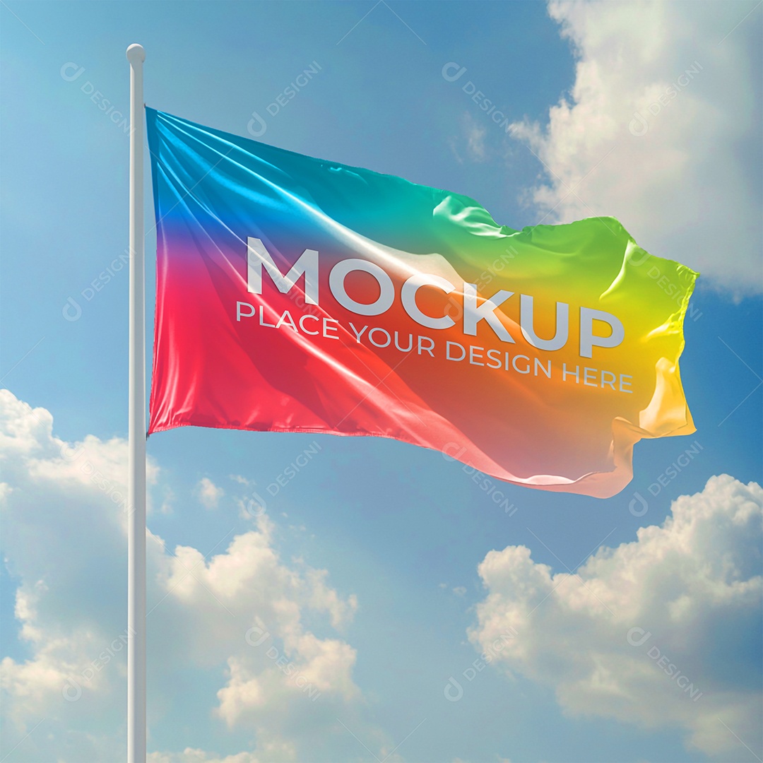 Mockup de Bandeira PSD Editável
