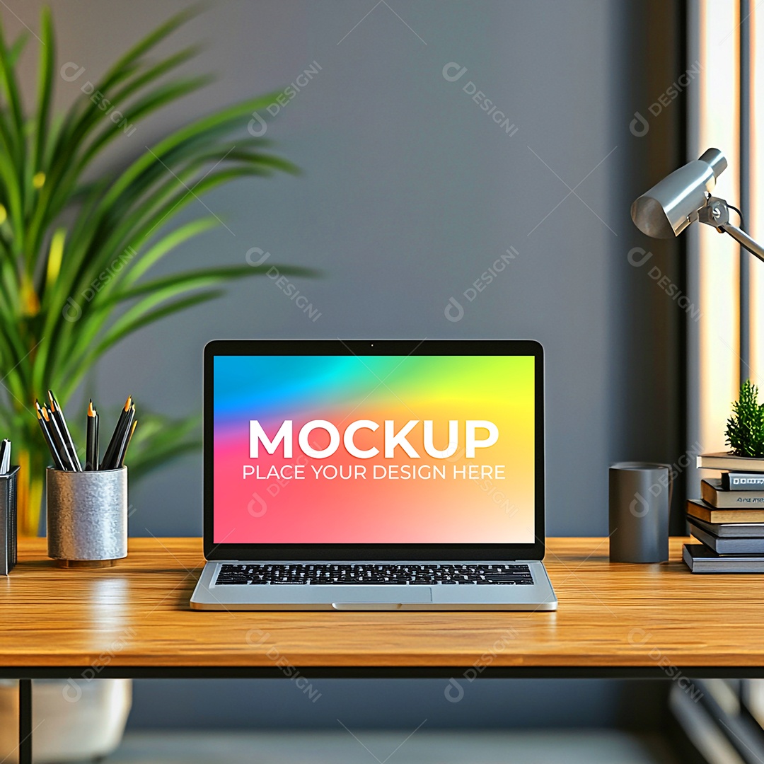 Notebook Mockup Comunicação Tecnologia Internet Frente PSD Editável