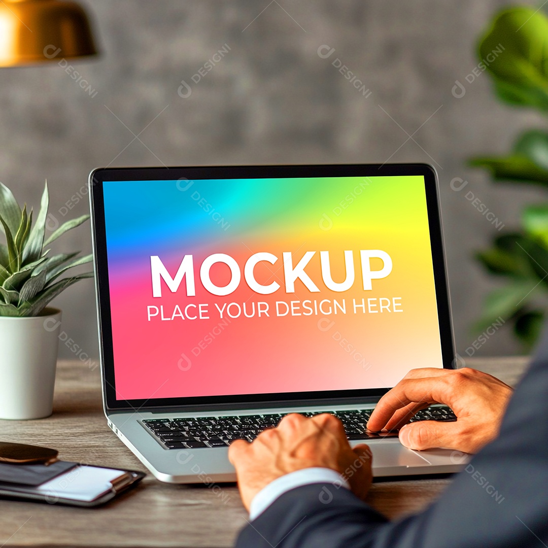 Notebook Mockup Comunicação Tecnologia Internet Frente PSD Editável