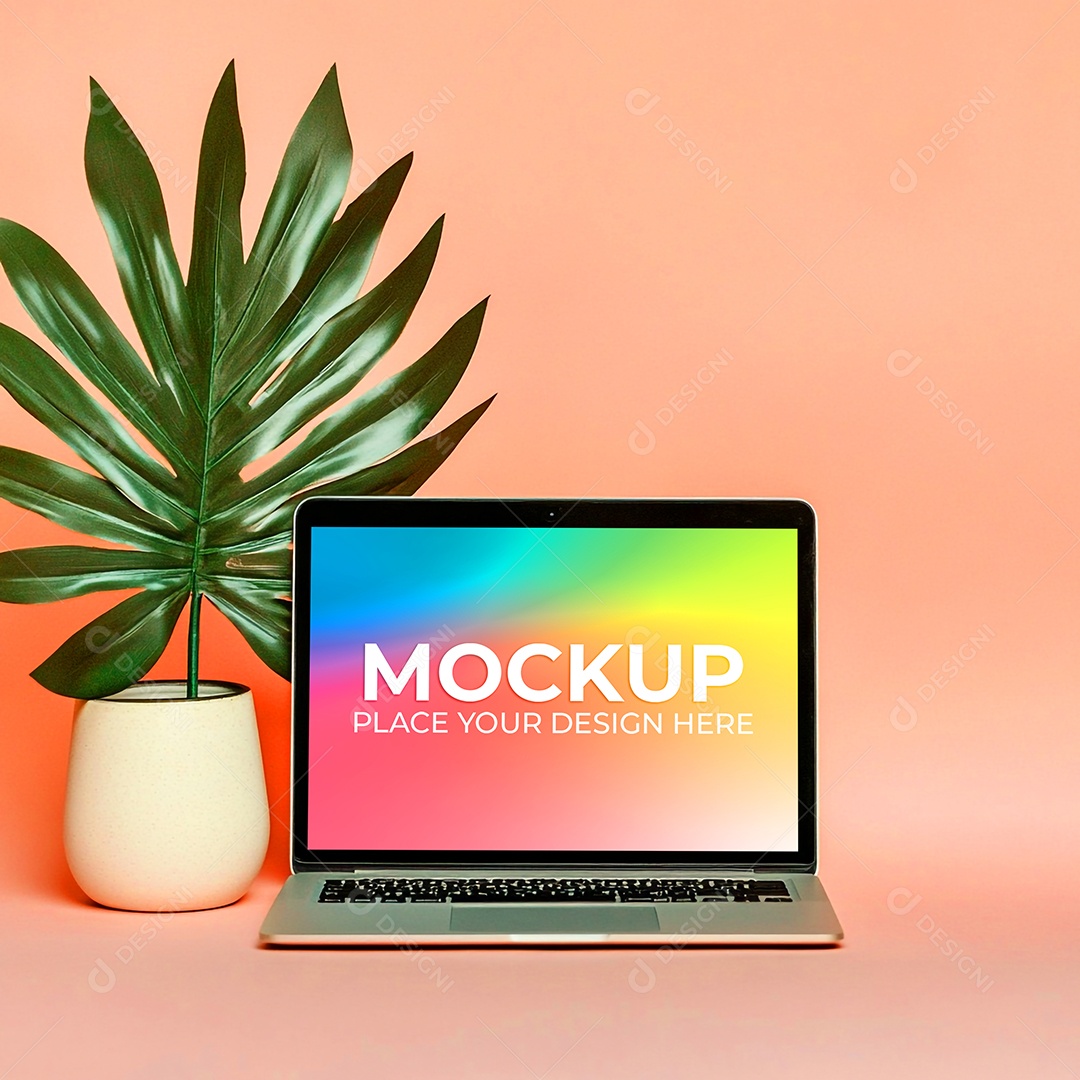 Notebook Mockup Comunicação Tecnologia Internet Frente PSD Editável