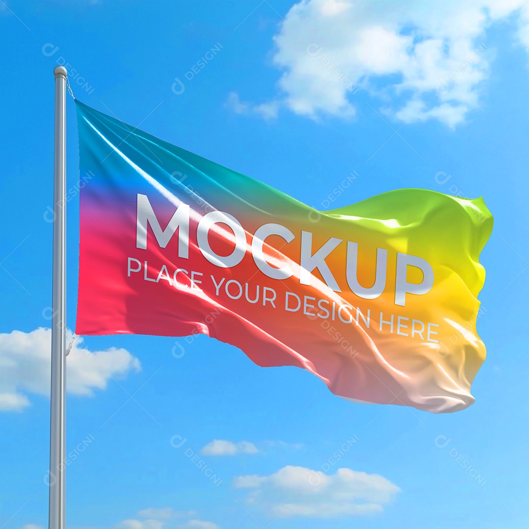 Mockup de Bandeira PSD Editável