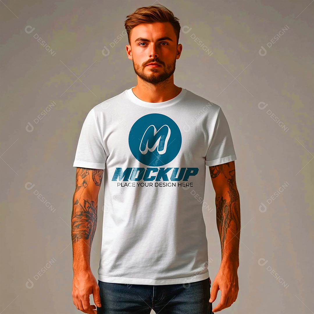 Mockup de Camisa Gola O PSD Editável