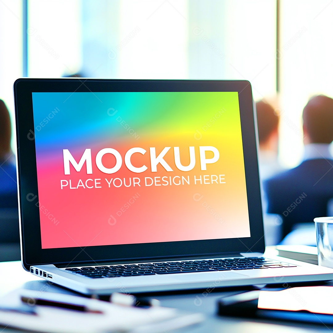 Notebook Mockup Comunicação Tecnologia Internet Frente PSD Editável